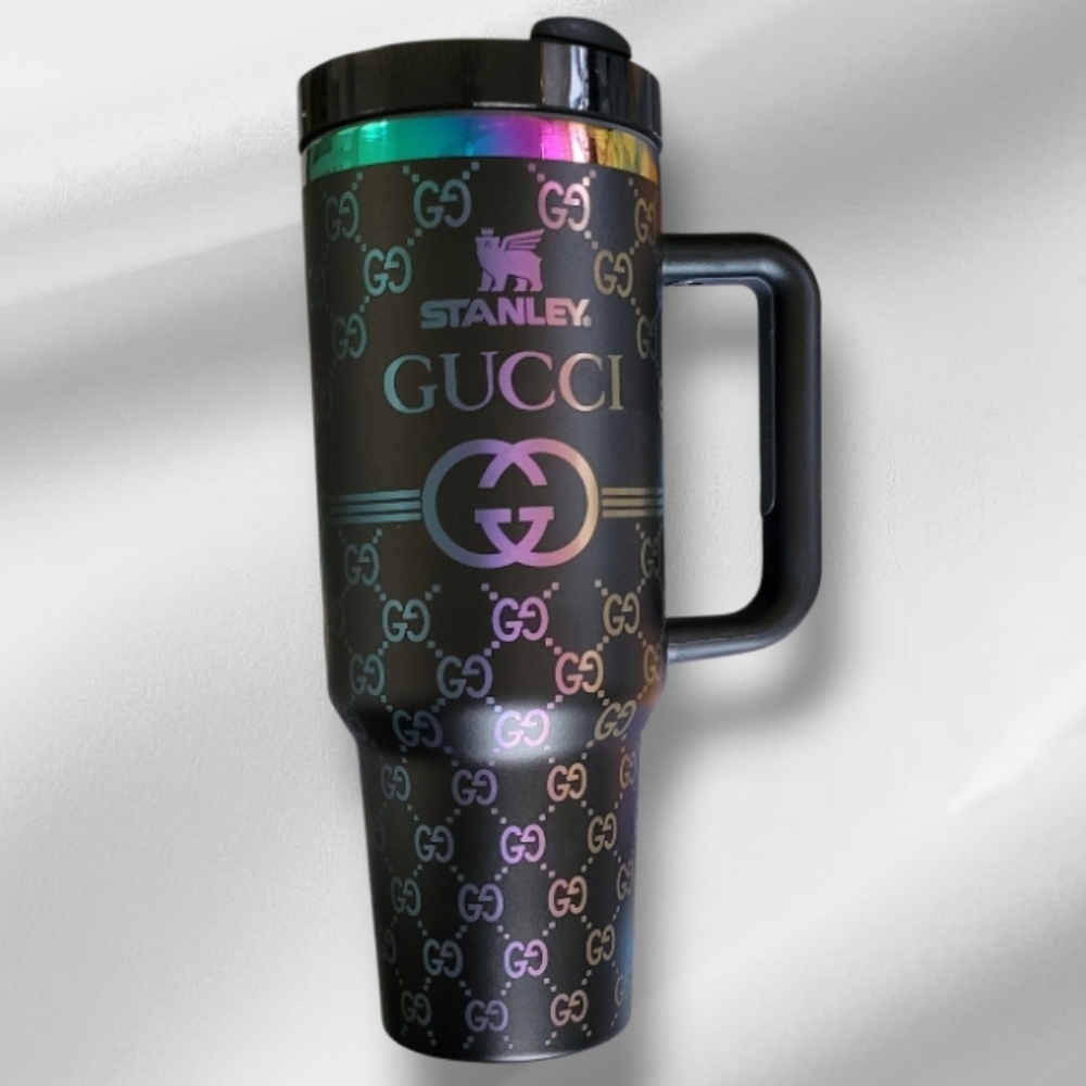Stanley Black Tumbler with Colorful Accents